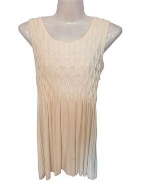 Max Studio Cream Diamond-Knit Sleeveless Tank